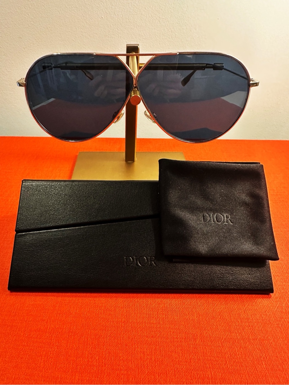 Dior Homme Oversized Aviator Sunglasses Gold Blue Double Bridge - LIKE NEW